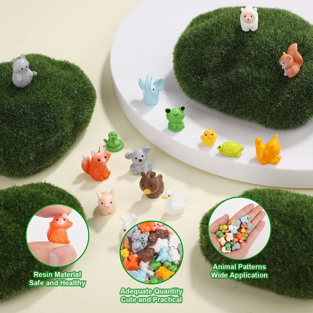 Resin Animal Fox Rabbit Sheep Duck Pig Cat Horse Frog Turtle Snake Koala Figurine Miniature Fairy Garden Decoration Accessories