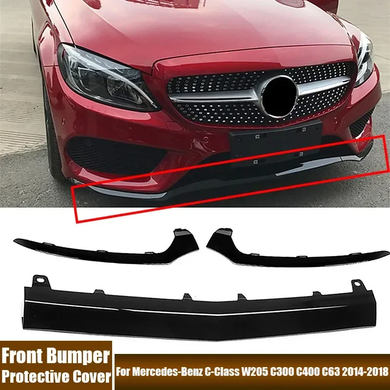 

Front Bumper Protective Cover Lower Lid Trim Strip Car Accessories Fit For Mercedes-Benz C-Class W205 C300 C400 C63 2014-2018