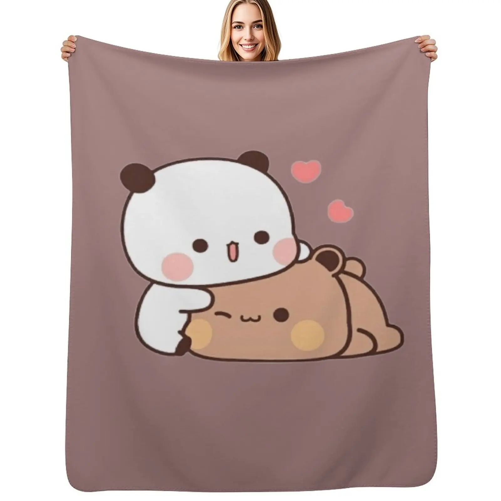 

DuDu Bear and BuBu Panda’s Love Relaxing Moment Throw Blanket warm for winter Quilt Luxury Thicken Cute Plaid Blankets