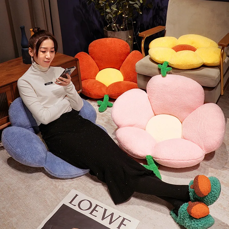 

Cute Flower Plush Pillows Stuffed Soft Plant Fluffy Flower Throw Pillow Cushion Floor Mat Home Sofa Decoration for Girls Gift