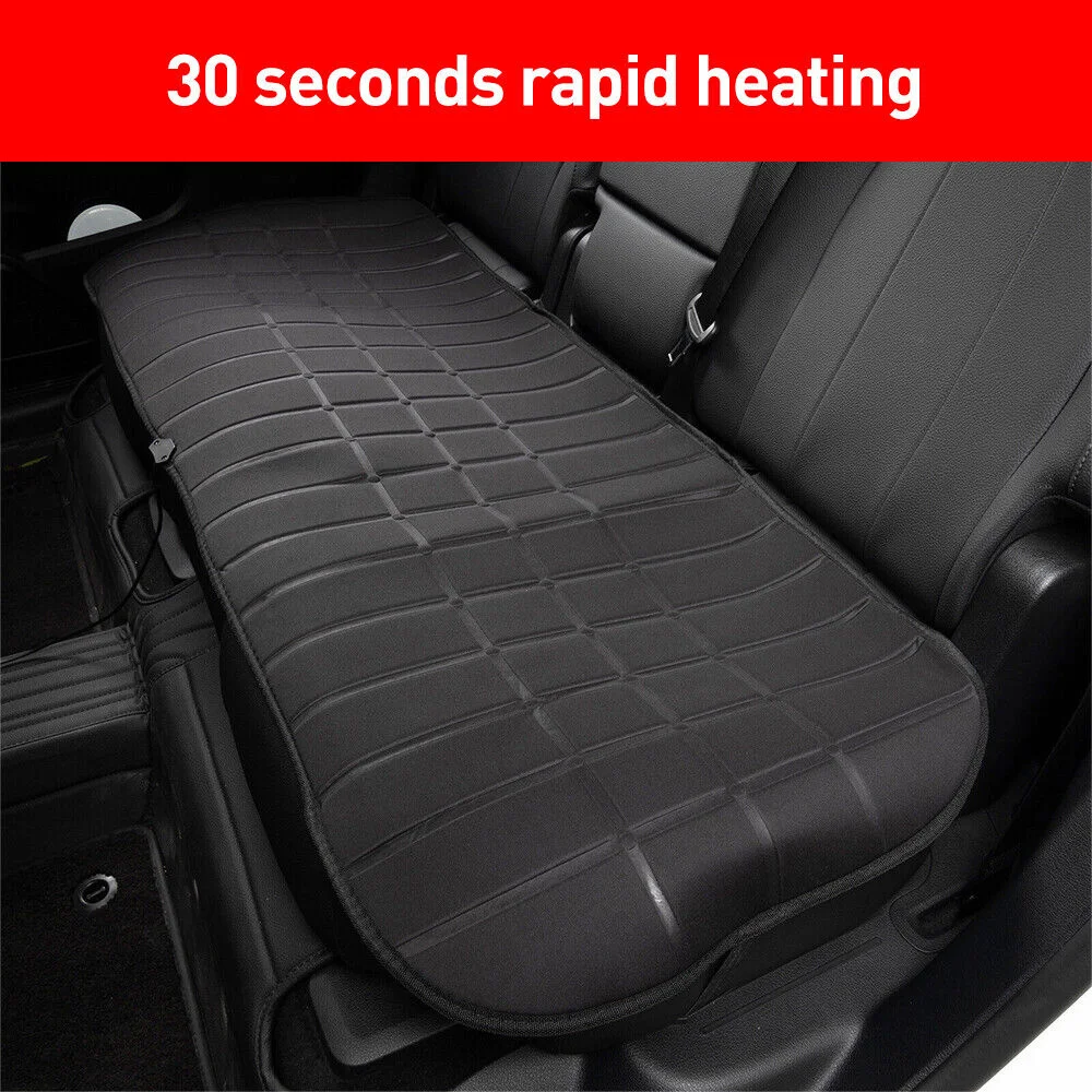 12V-24V Car Heated Rear Seat Cover Foldable Heating Seat Cushion Warmer Pad Universal Winter Warming Heater Protector 126cm*47cm