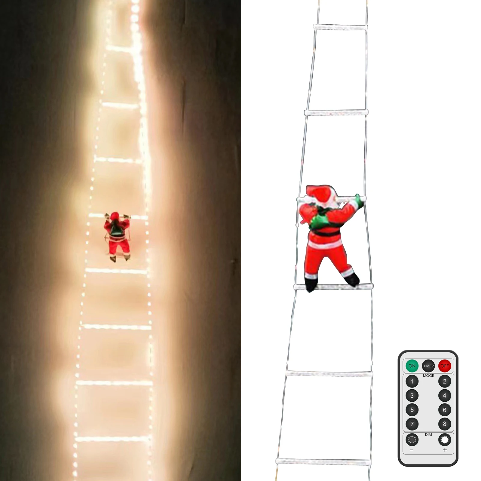 Santa Claus Climbing On Rope Ladder Christmas Indoor Outdoor Ornament Decor Waterproof Christmas LED Light With Remote Control