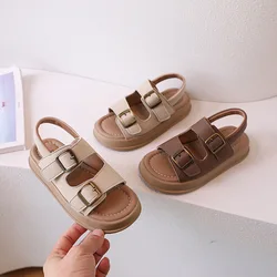 Kids Sandal 2024 New Summer Sandals for Boy Fashion Girls Thick Bottom Causal Sandals Children Beach Shoes Open-toe Hook Loop