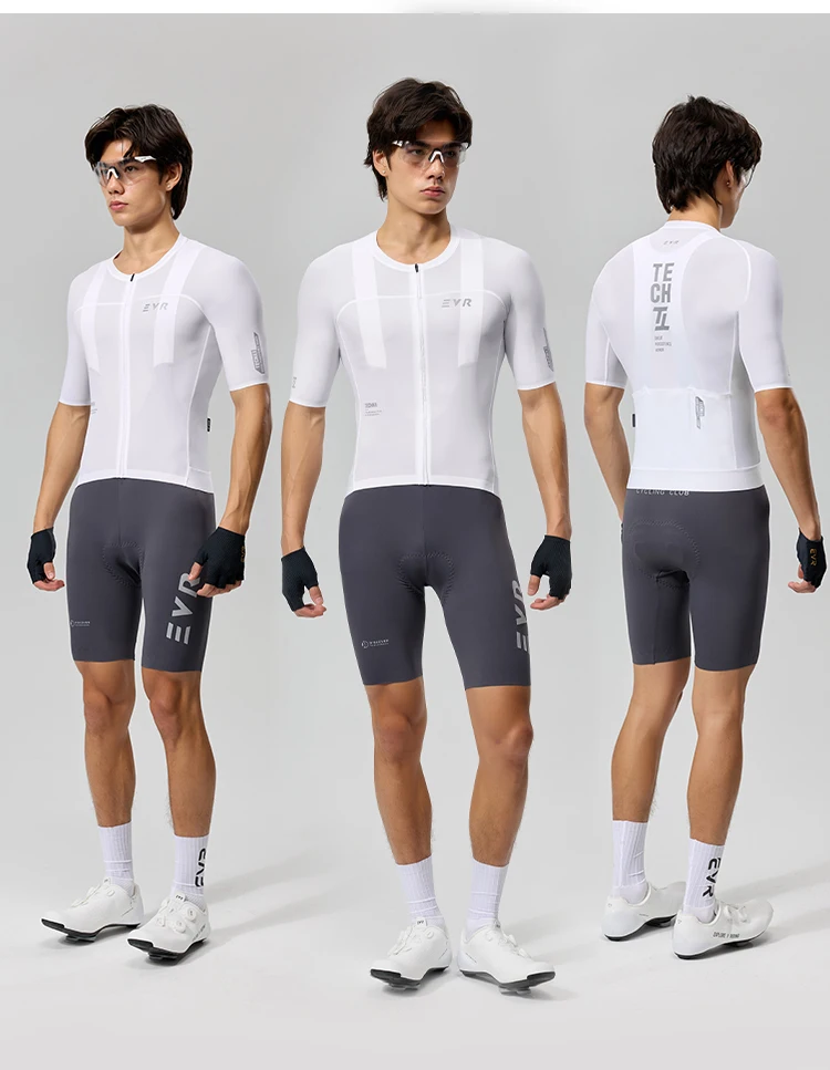 EVR Pro Sommer Herren-Radtrikot Kurzarm Schnelltrocknend Atmungsaktiv Durchgehender Reißverschluss Rennrad-Oberteil Hochelastisches Radtrikot – Detail 20