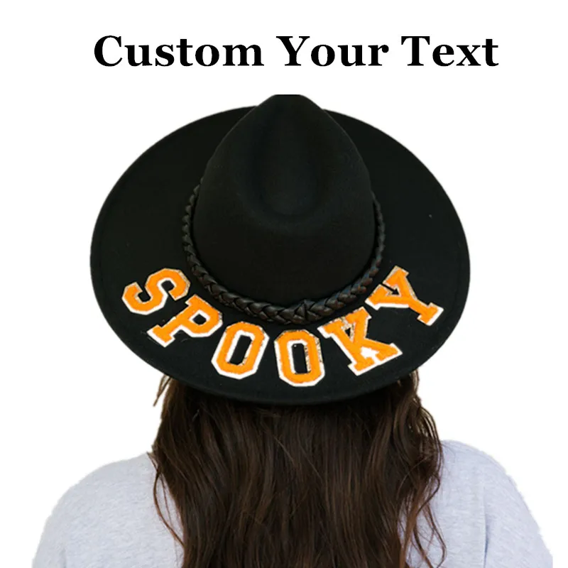 

Custom Monogram SPOOKY SEASON FELT RANCHER HAT Cowgirl Hat Party Decorations Favors