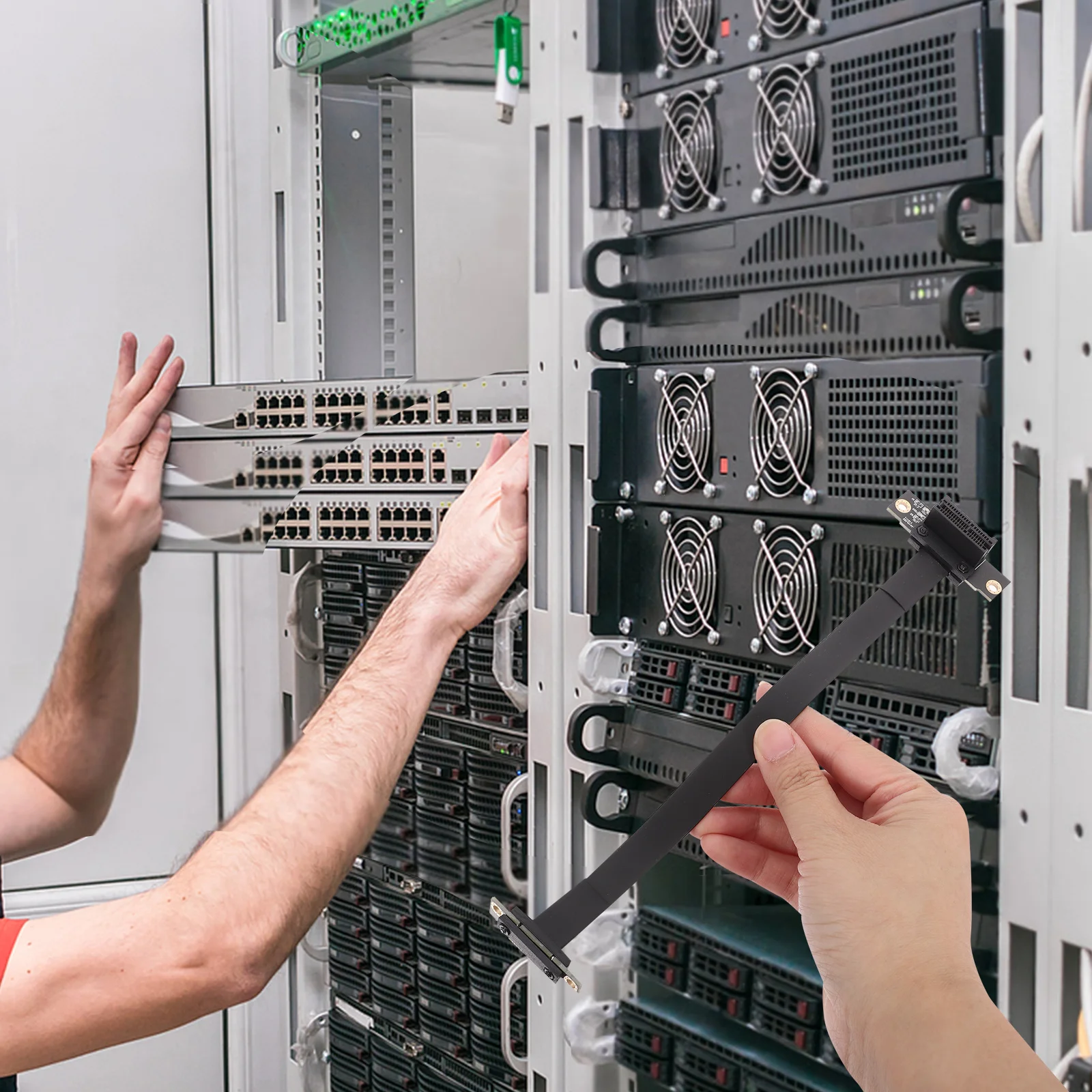 0pc 20Cm Pcie 3.0 Kabel Riser Ekstensi Port Adaptor Kabel Ekstensi Gpu Untuk Kartu Grafis Perlengkapan Perangkat Keras Komputer