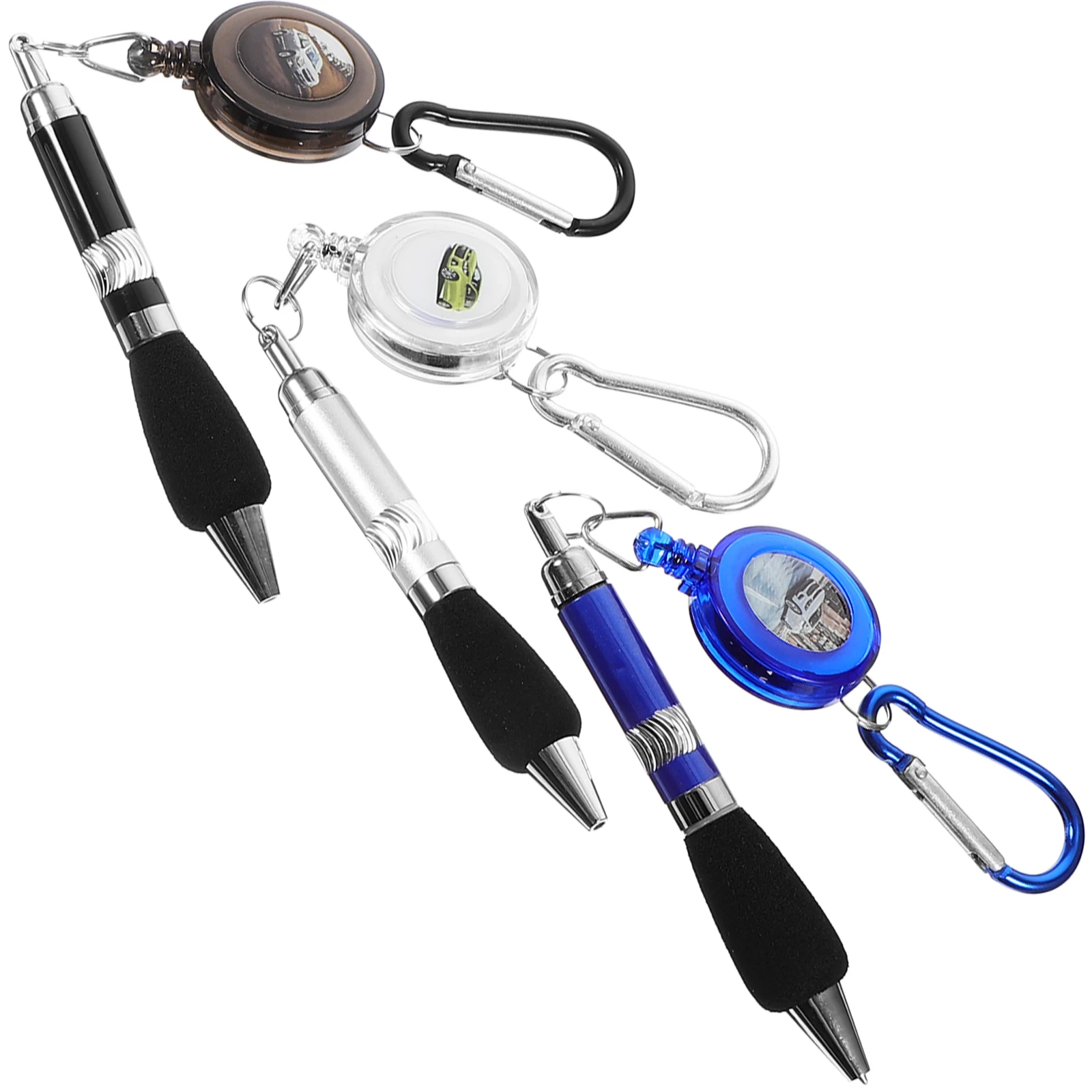 

Retractable Badge Reel Pens Belt Clip Carabiner Purple Green Black Metal Keychain Attachment Desk Organizer