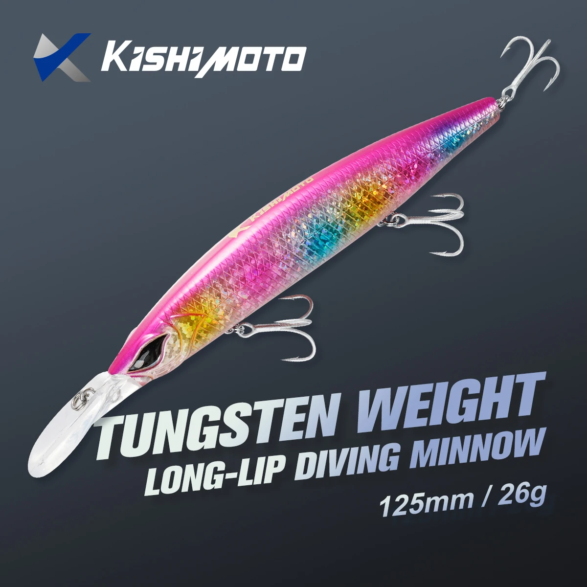 

Kishimoto Jerkbait Minnow 12.5cm 26g Sinking Minnow Fishing Lure Long-Lip Diving Long Casting Artificial Hard Bait Fishing Lure