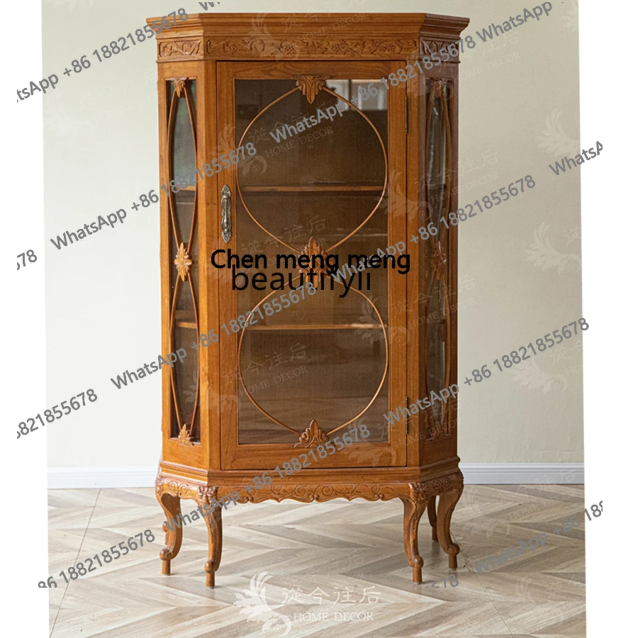 

Modern minimalist creative home antique style living room retro glass locker display cabinet H H