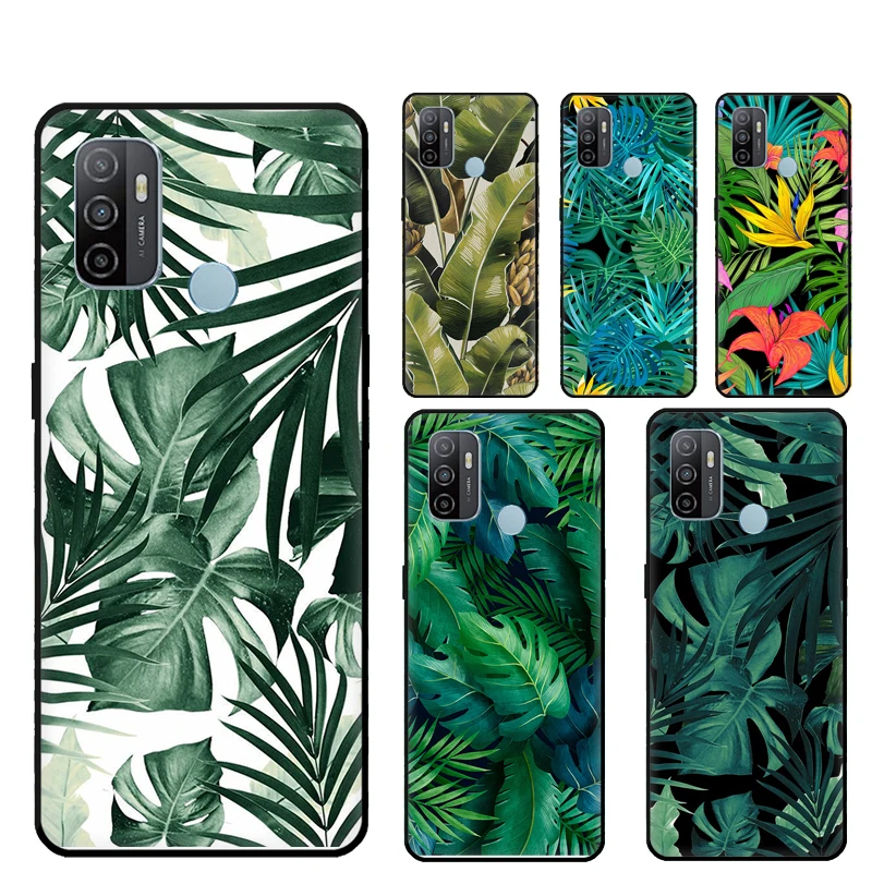 

Чехол с тропическим рисунком листьев для Oppo A98 A78 A79 A18 A38 A58 A40 A60 A80 A16 A76 A96 A15 A74 A94 A54 A17 A77 Cover