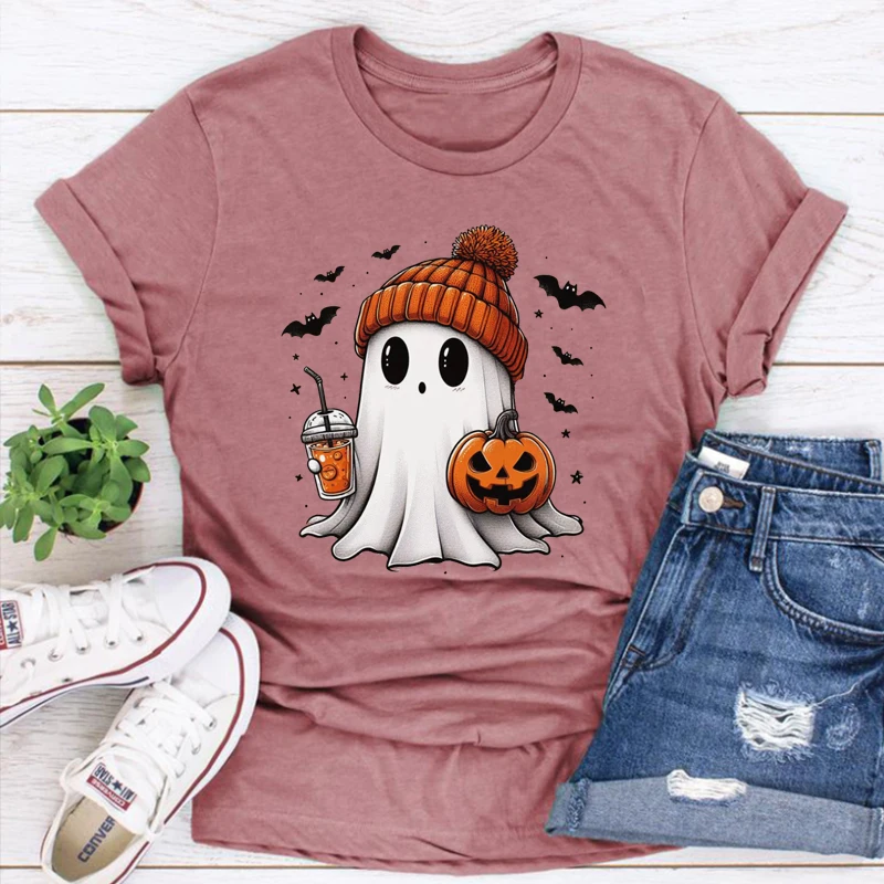 

Halloween Ghost Shirt Cute Women's Halloween Tshirt Fall Tee Spooky Seasonal Shirts Halloween Gift