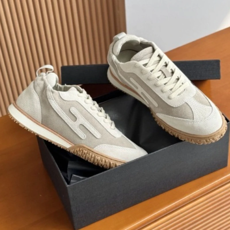 2026 fashion  New Arrival Goatskin Soft Spliced German Training Shoes Genuine Leather Flat Casual Sneakers view 3