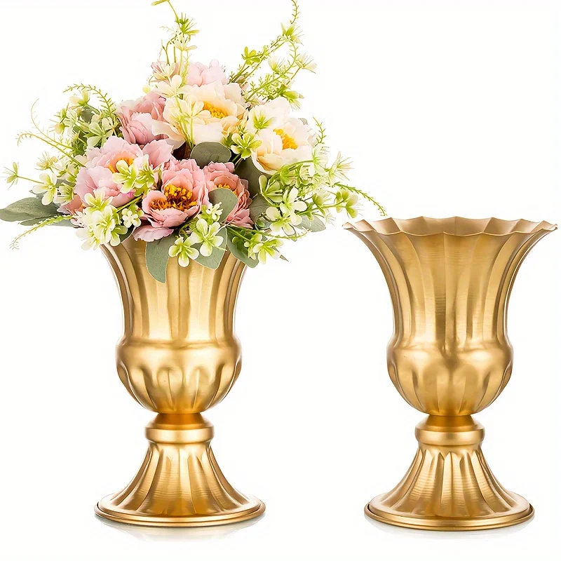 

Metal Flower Vase, 9 Inch/6 Inch Metal Flower Pot Artificial Real Flower Vase, Garden Trumpet Flower Pot Table Wedding Decoratio