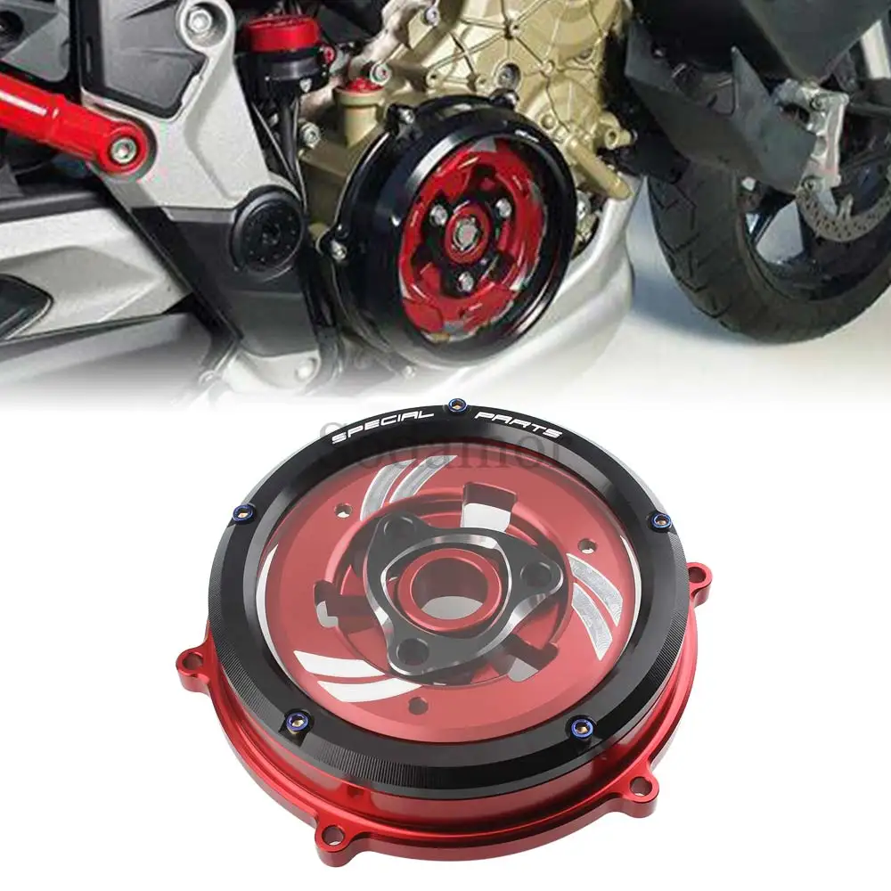 

Clear Clutch Cover CNC Aluminum Kit Red Black Accessory For DUCATI SUPERBIKE PANIGALE V4 2018 2019 2020 2021 2022 2023 2024