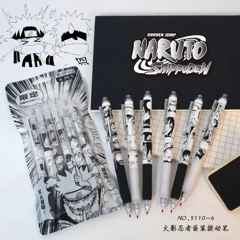 Naruto 6 pièces/ensemble stylo Gel Anime Uchiha Itachi 0.5 manque d'encre Signature stylo école fournitures d'écriture papeterie enfants Festivalgift