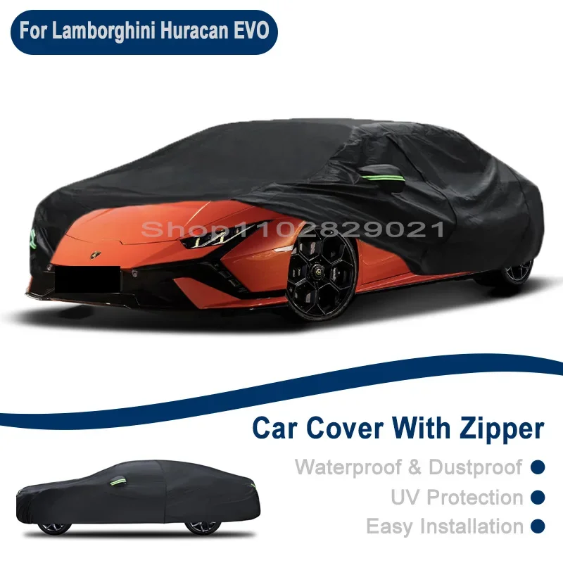 

Outdoor Full Vehicle Cover For Lamborghini Huracan EVO - Side Zipper Design, Waterproof Dustproof Sun Protection Car Cover