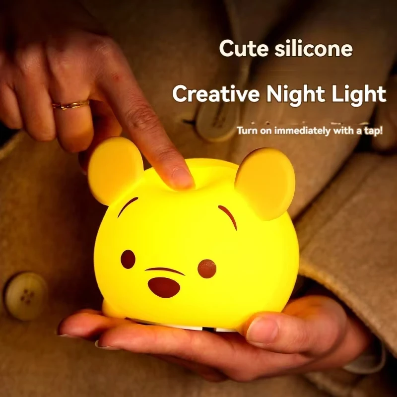 Winnie the Pooh Night Light Pat Silicone Lamp Bedroom Bedside Eye Care Companion Sleeping Ambient Light Female Birthday Gift