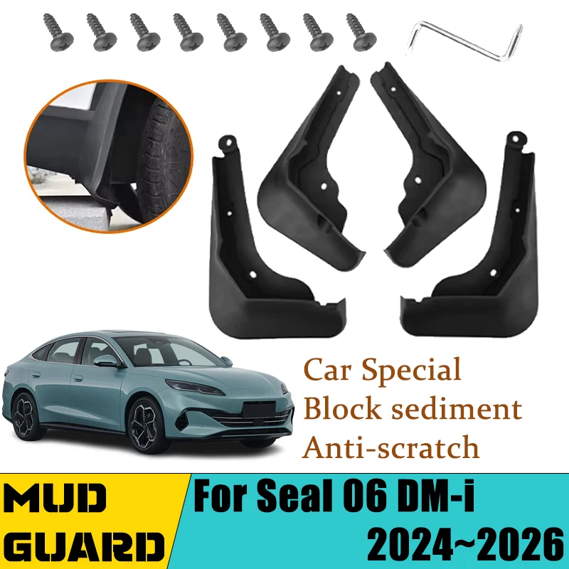 ل BYD ختم 06 DM-i 2024 2025 2026 اكسسوارات الطين اللوحات الطين درابزين الجبهة الخلفية الأسود اللوحات سبلاش الحرس اكسسوارات السيارات #2