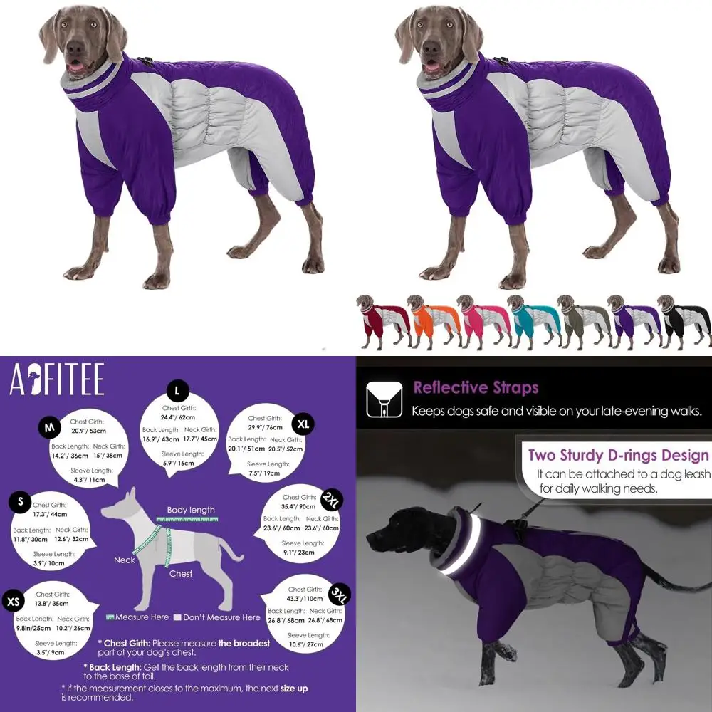 

Winter Fleece Dog Jacket with Built-in Harness, Reflective Turtleneck, Full Body Coat for Small to Large Dogs, XXL