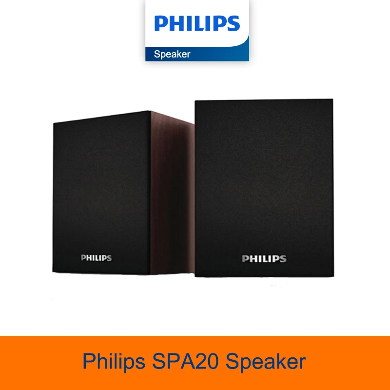 Philips SPA20 New Bluetooth Speaker Mini Portable Wood Grain Indoor Desktop Loudspeaker 1 pair for Computer Smartphone 