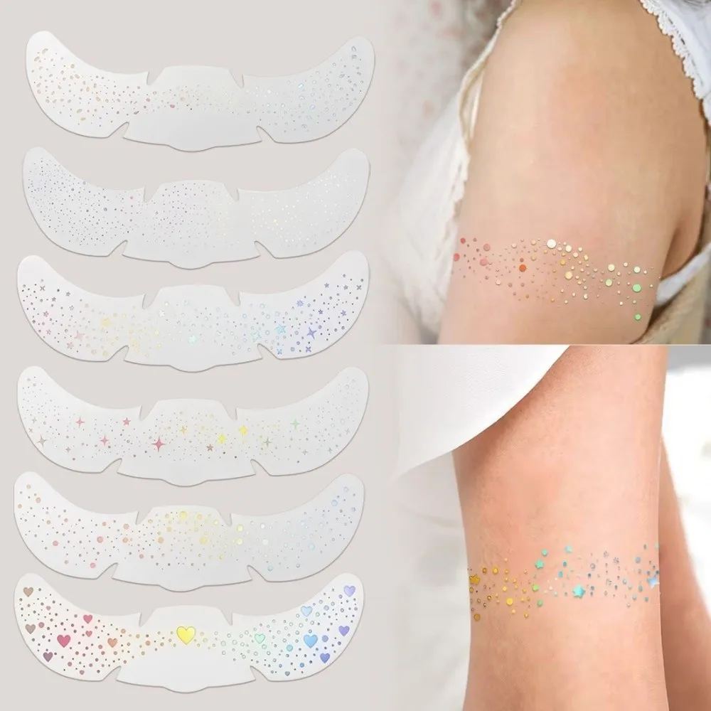 6pcs Sexy Metallic Radiation Fake Freckles Golden Silver Waterproof Temporary Stickers Face Makeup Patches Dance Music Festival