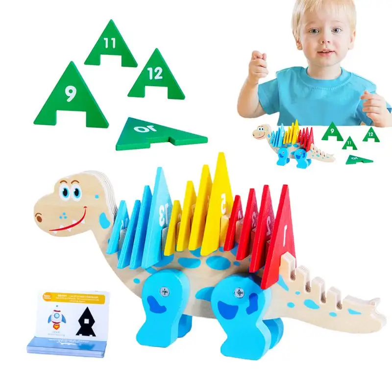 Dinosaur Number Puzzle Dinosaur Wood Chips Wooden Dinosaur Numbers Block Toys Dinosaur Wood Chips Toddler Number Puzzle Wooden