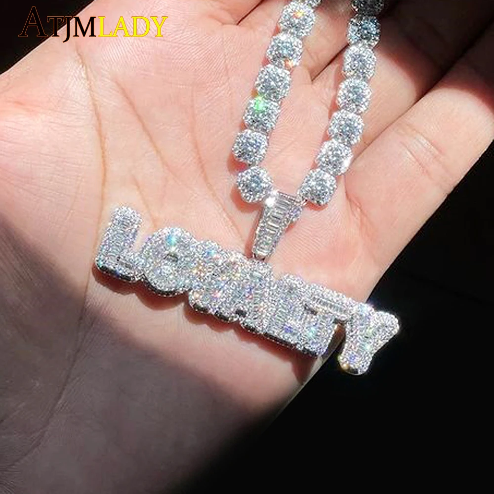 

High Quality 5A Cubic Zirconia Letter Loyalty Pendant Necklace Iced Out Bling Fashion CZ Full Paved Hip Hop Men Women Jewelry