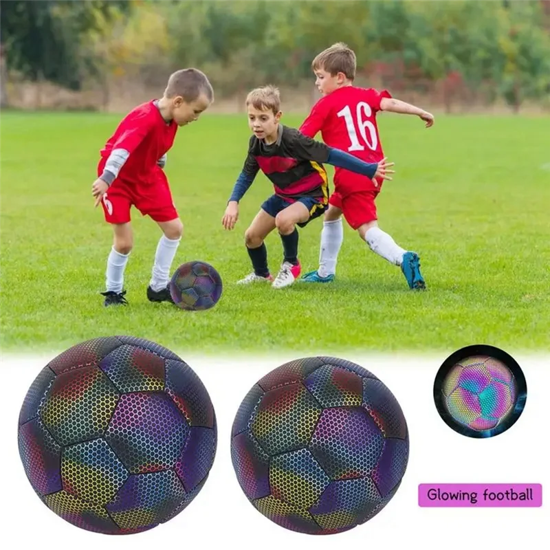 A18E-Glow In Dark Football Luminous Soccer Balls Night Glowing Reflective Footballs Outdoor Light Up Gifts For Boy