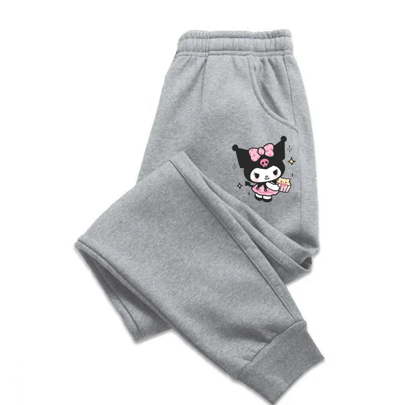 Girls Kawaii Cartoon Print Hello Kitty Children's Pants High quality Trousers Outdoor Leisure Daily Simple Two tone Clothing