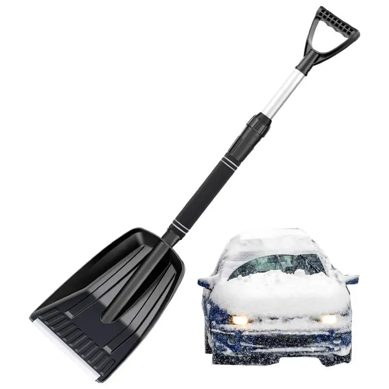 Portable Snow Shovel Snow Scoop With Retractable Handle Extra Deep Snow Shovel For Home Garage 28inch Heavy Duty Snow Shovel