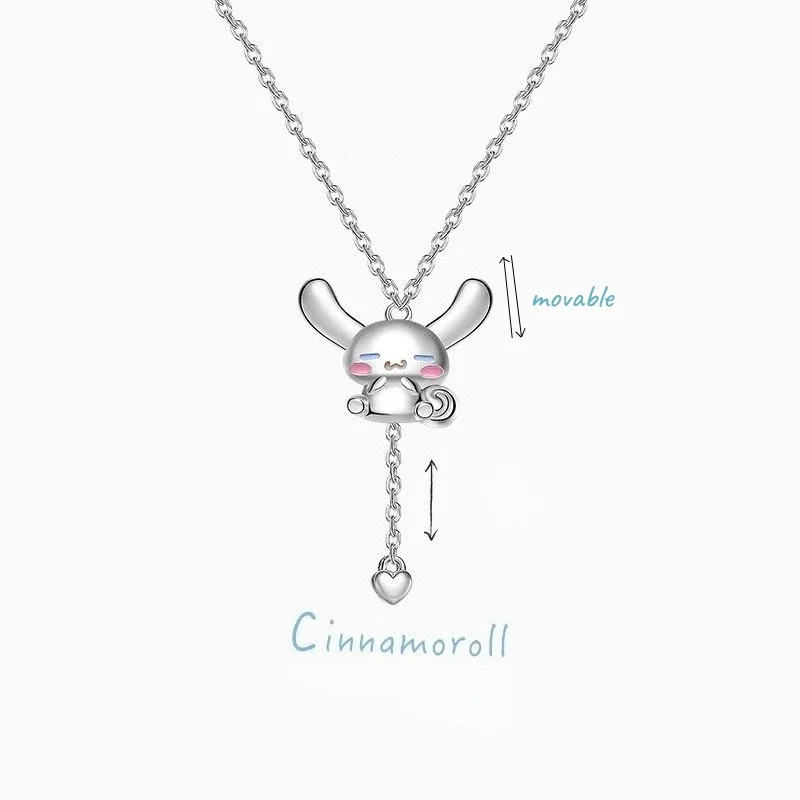

Sanrio Series Anime Cinnamoroll Pendant Silver Necklace Movable Ears Fashion Lovely Jewelry Girlfriend Surprise Birthday Gift