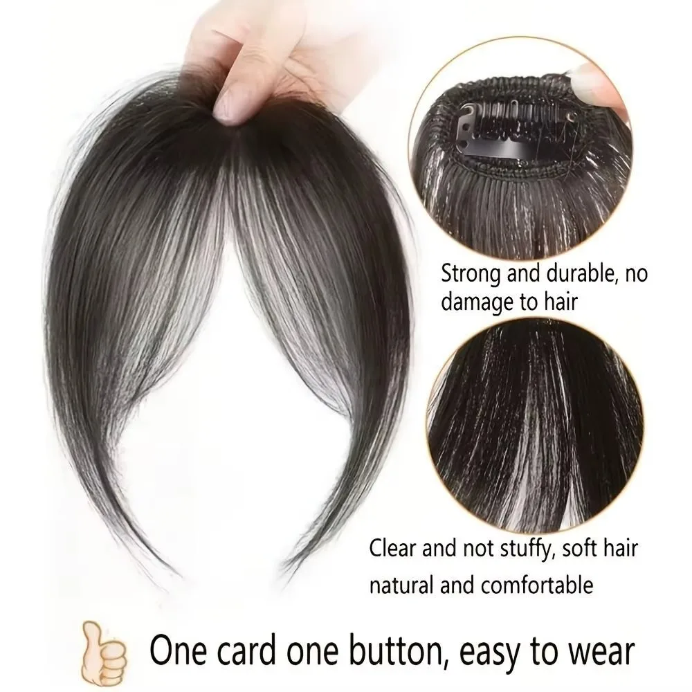 French Air Bangs Synthetic Hair Extension Heat Resistant Fiber Invisible Clip-in Bangs Wig Eight-Character Bangs Hairline Filler