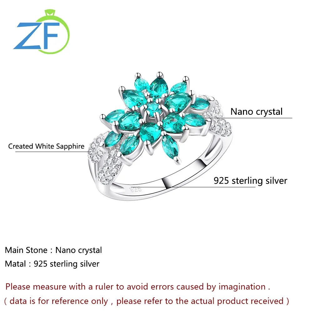 GZ ZONGFA Fashion Green Gemstone Handmade 925 Sterling Silver Jewelry for Women Couples Wedding Ring Party Birthday Gifts