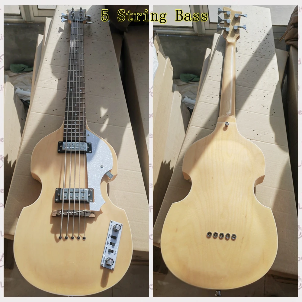 Custom  5 Strings Electric Bass Guitar Natural Wood Violin Bass 2 511B Staple Pickups Professional Guitar