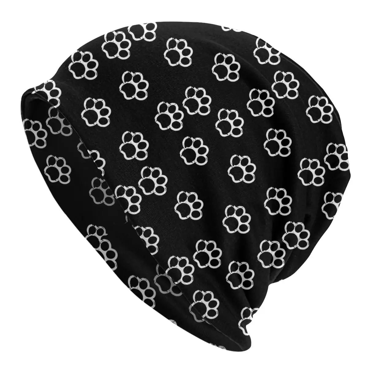 Bonnet Hats Dog Paw Prints Men Women's Black Thin Cap Street Skullies Beanies Caps