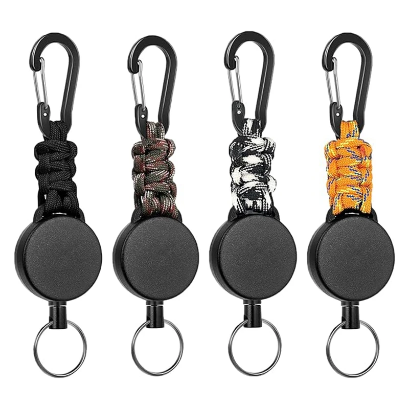 Retractable Keychain Heavy Duty Retractable Lanyard Badge Holder Retractable Key Ring Key Holder 4PCS