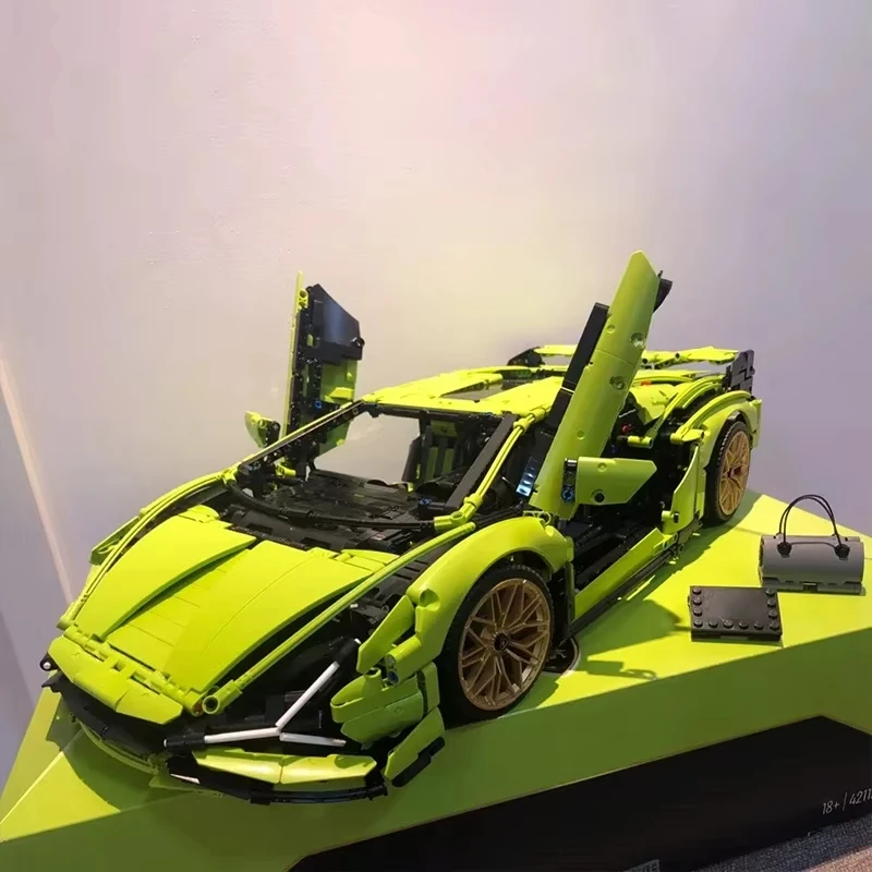 2024 New Technical Sports Car Building Blocks Green Lamborghinis Model Famous Vehicle Assemble Bricks Kid Toys For Adult Gift