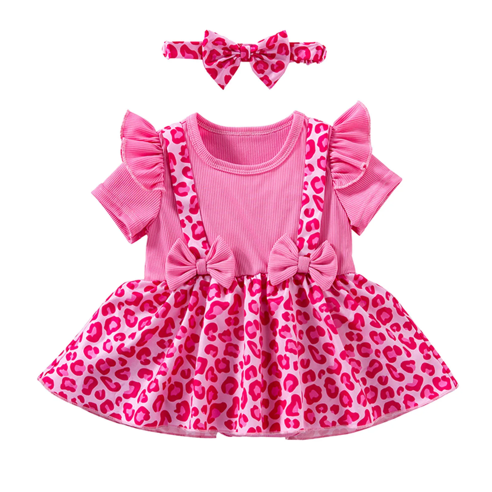 Infant Baby Girls Summer Short Sleeve Rompers Bodysuit With Headbands Playsuits Newborn For Baby Clothes 6 9 12 18 24 Months