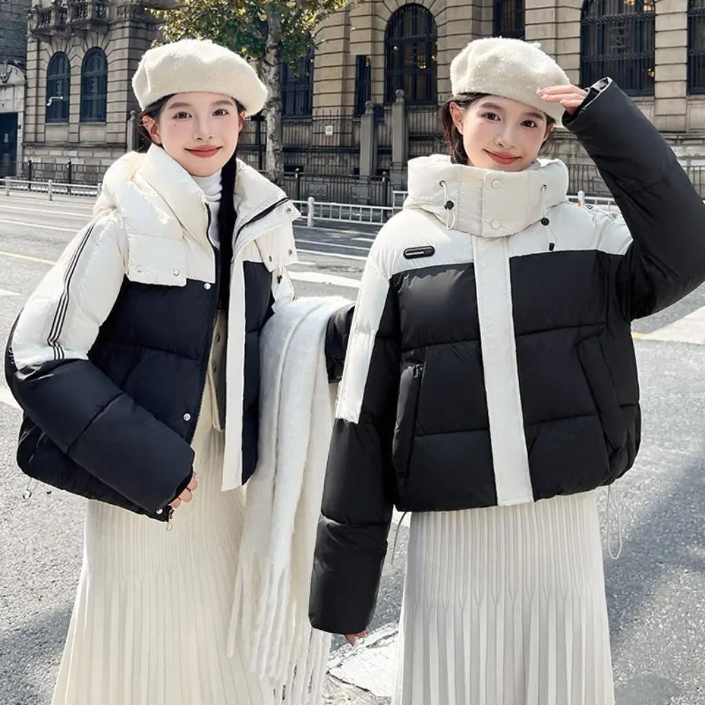 

Women's Winter Cotton-padded Coat Short Loose Style Color-matching Bread Clothing New Fashion Cotton-padded Jacket