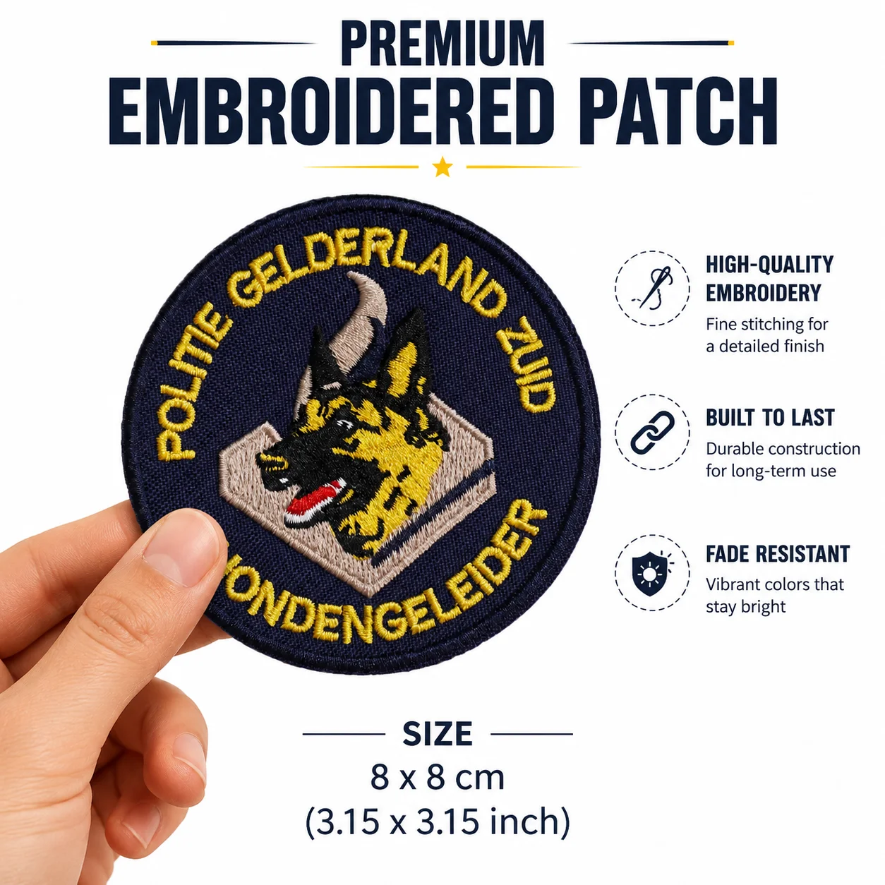 POL Hondengeleider Embroidered Patch Tactical Morale Badge Hook and Loop for Clothes Backpacks Hats & Everything