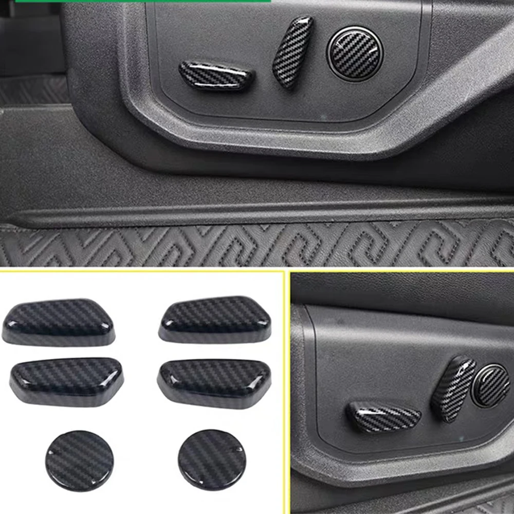 

Seats Adjust Switch Button Trim Cover Car Styling Accessories For Ford F150 2015-2020 Carbon Fiber Interior Stickers Auto Parts