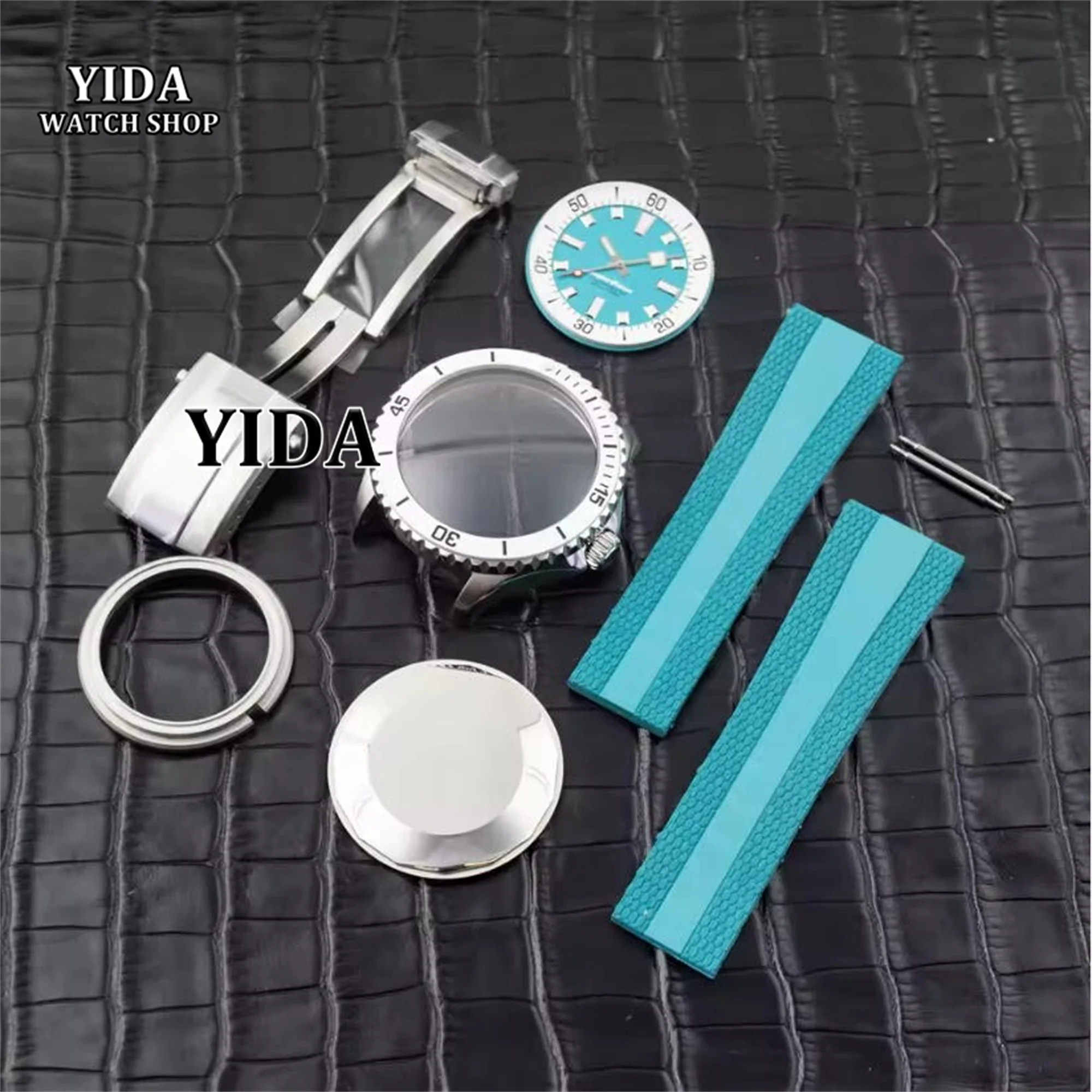 

for SUPEROCEAN 44MM Watch Case Rubber Strap Dial Hands 200m Dive Mod Case NH35 Case Stainless Steel Sapphire Glass fit NH35 NH36