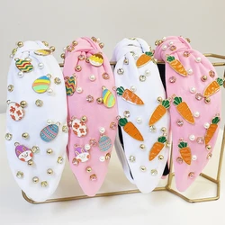 Easter Kids Girls Pink Carrot Egg Rhinestone Knot Hairband Headband Adult Hair Accessories Hair Jewley