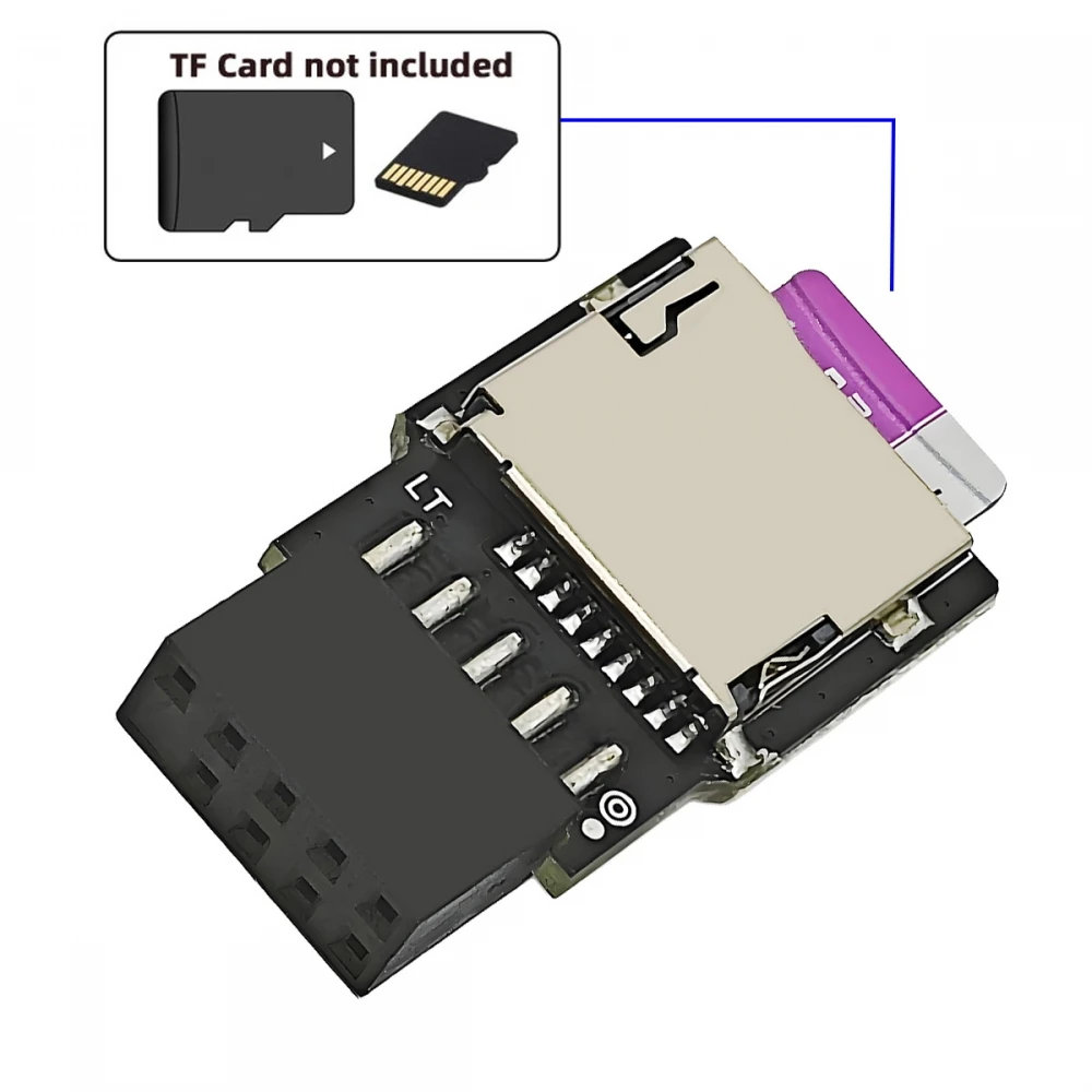 USB2.0 9Pin Header to Micro SD TF Card Reader Adapter Riser Board for Desktop PC Motherboard Internal Mini Card Reader Converter