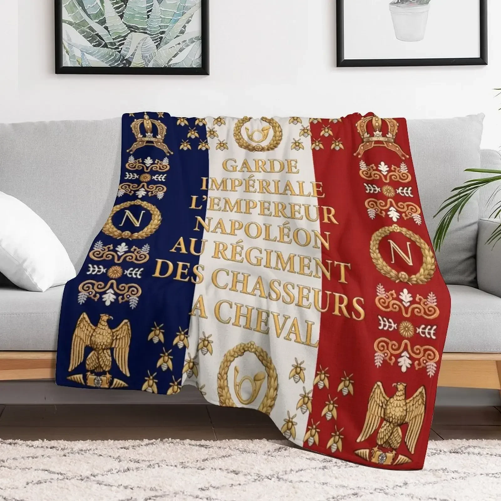 

Napoleonic French flag of the Chasseurs A cheval de la Garde Throw Blanket Bed Fashion Sofas manga Blankets