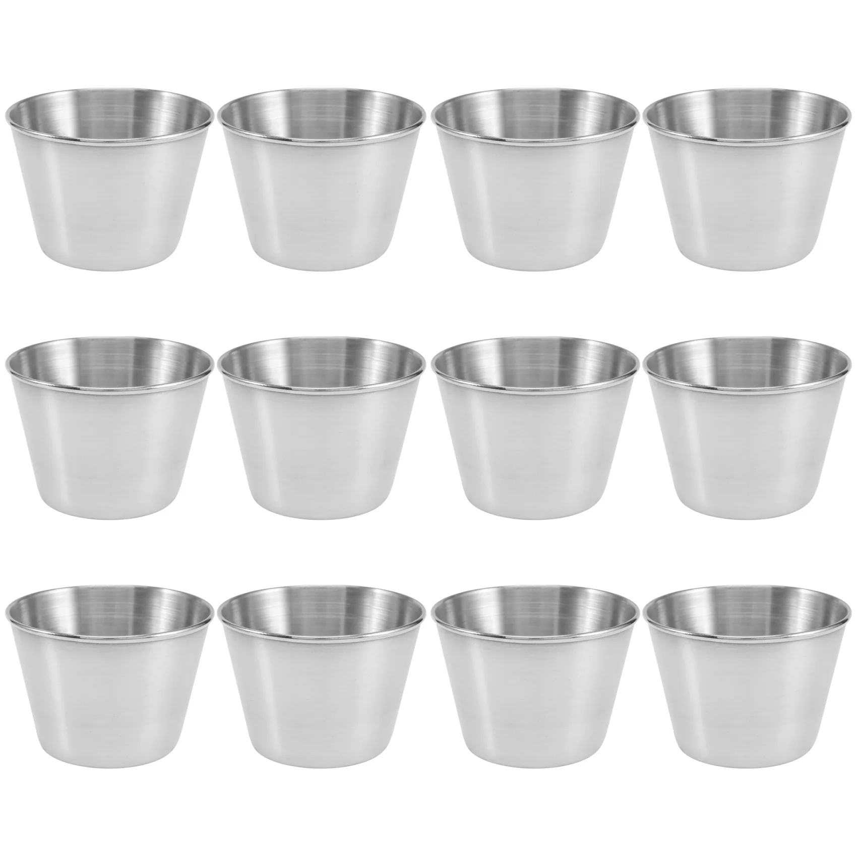 Paquete de 12 tazas para salsa de condimentos de acero inoxidable, tazas para salsa de inmersión de grado comercial, tazas para condimentos Ramekin, tazas para porciones