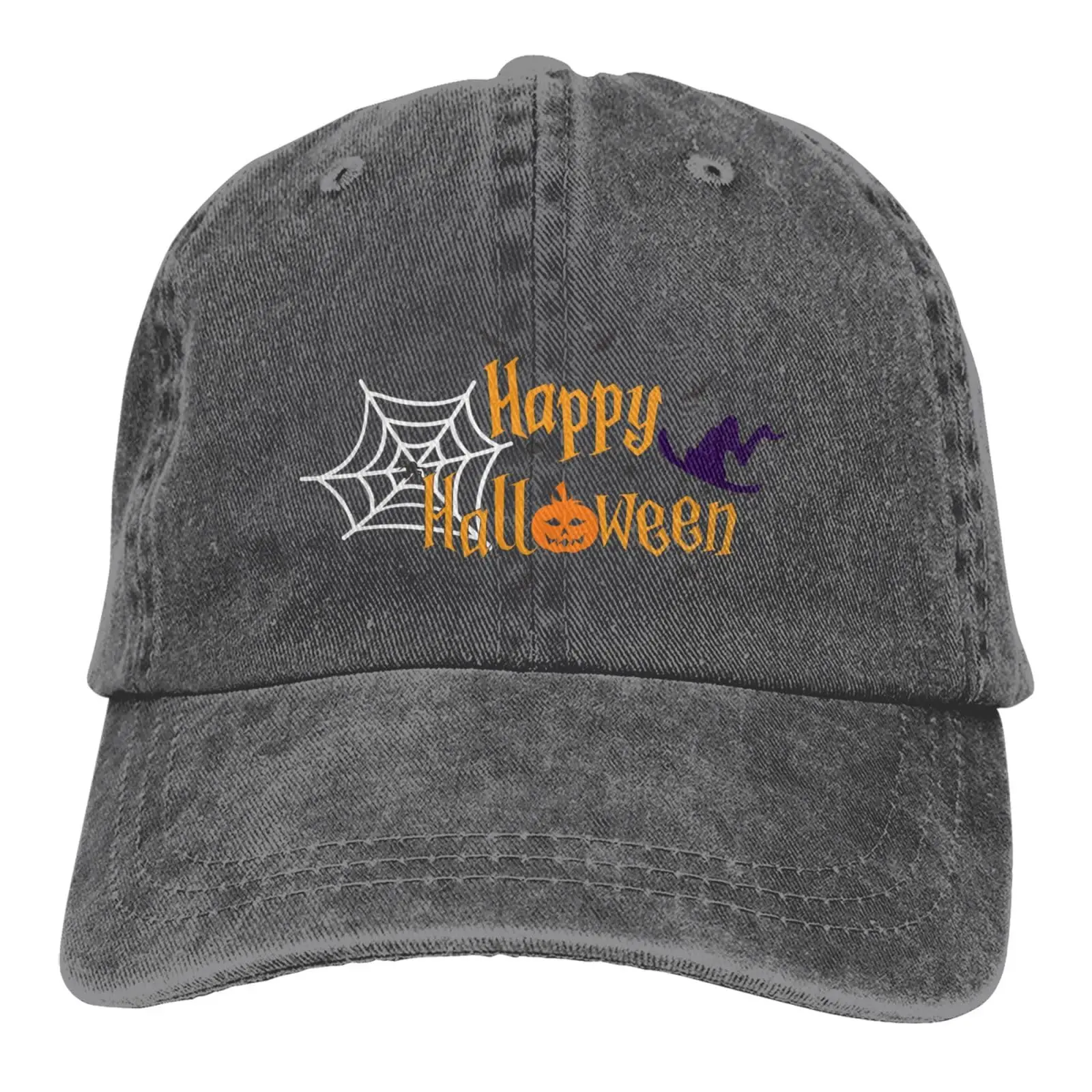 Happy Halloween Pumpkin Baseball Cap Denim Hat Washed Cotton Fashion Cap Unisex Adjustable Outdoor Sports