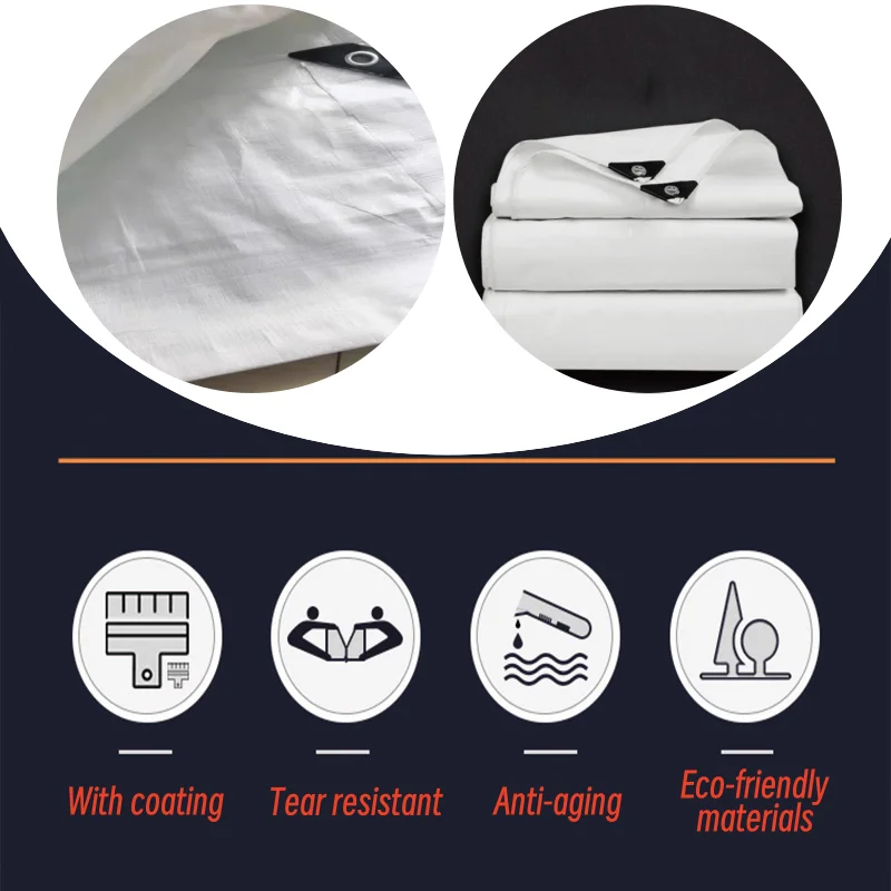 0.2mm Medium Thickness White Double Coating PE Woven Tarpaulin Waterproof Good Cold And Heat Resistance
