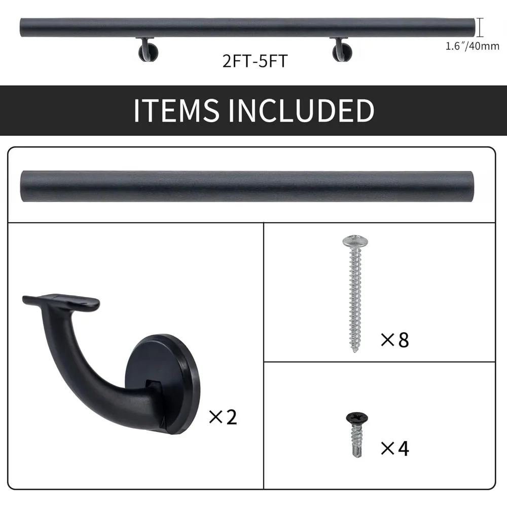 مجموعة درابزين سلالم داخلية حديثة من الألومنيوم بطول 5 أقدام مع دعامات من سبائك الزنك للسطح، والمنحدر، والدرج المثبت على الحائط، مناسبة لإعادة الإعادة #4