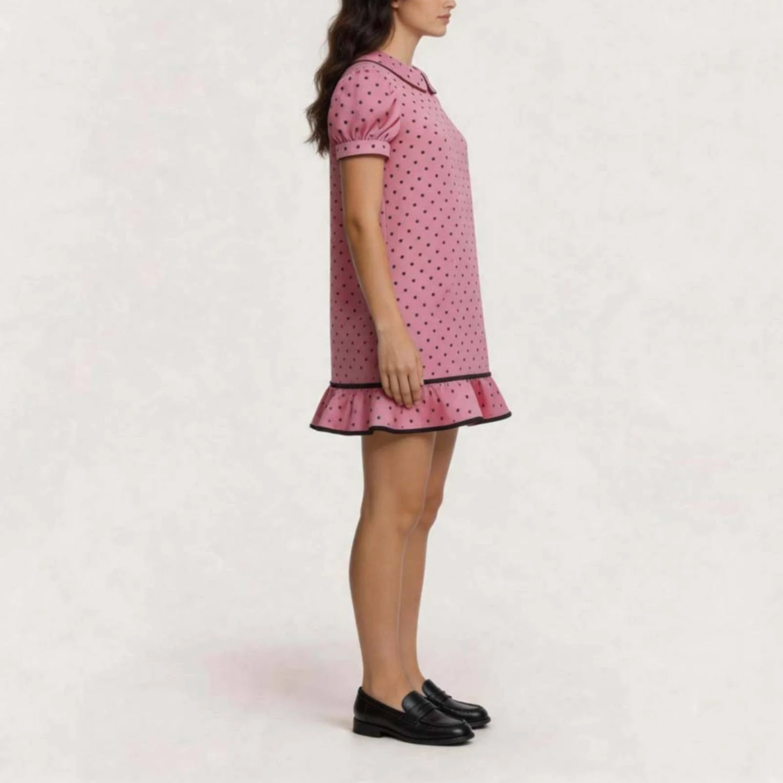 Cosplay Dress Pink Peter Pan Collar Dress Apparel Vintage Look Clothing Machine Washable
